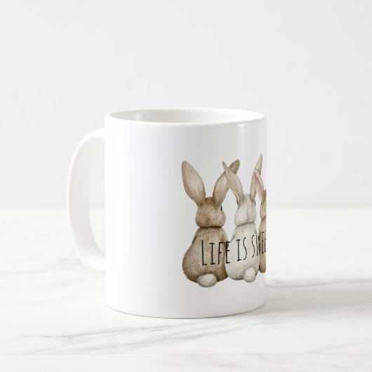 Three Cute Bunny Rabbits Kaffeetasse (Vorderseite Links)