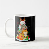 Three Cute Cats Reindeer Colorful Christmas Lights Kaffeetasse (Links)