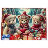 Three Cute Teddy Bears Merry Christmas Große Geschenktüte (Rückseite)