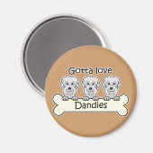 Three Dandie Dinmont Terriers Magnet (Vorderseite/Rückseite)