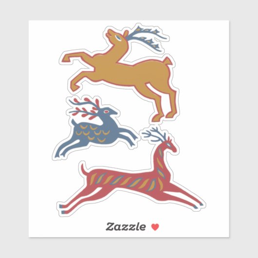 Three Deers American Folk Art Aufkleber (Blatt)