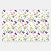 Three Different Yellow, Pink, Purple Floral Geschenkpapier Set (Vorderseite 2)