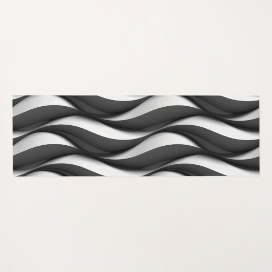 Three Dimensional Black and White Wave Pattern Yogamatte (Rückseite (Horizontal))