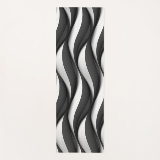 Three Dimensional Black and White Wave Pattern Yogamatte (Vorderseite)