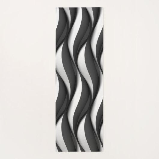 Three Dimensional Black and White Wave Pattern Yogamatte (Rückseite)