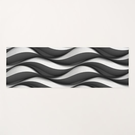Three Dimensional Black and White Wave Pattern Yogamatte (Vorderseite (Horizontal))