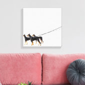Three Dobermans on leash Leinwanddruck (Insitu (Wohnzimmer))