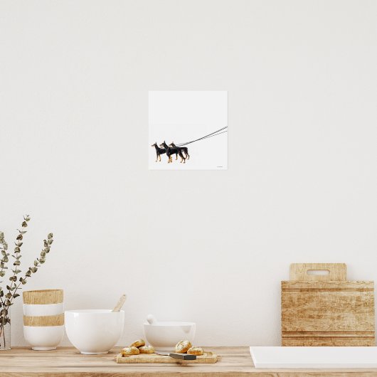 Three Dobermans on leash Poster (Küche)