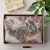 THREE DOGGIES WITH ROSES  MONOGRAM  SEIDENPAPIER (Geschenk)