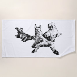 Three Dogs Beach Towel – Lying Dog Trio in Ink Strandtuch