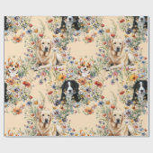 Three Dogs in Wildflowers Seamless Geschenkpapier (Flach)