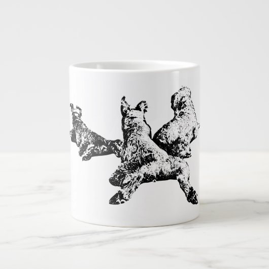 Three Dogs Mug – Lying Trio in Black Ink Jumbo-Tasse (Vorderseite)