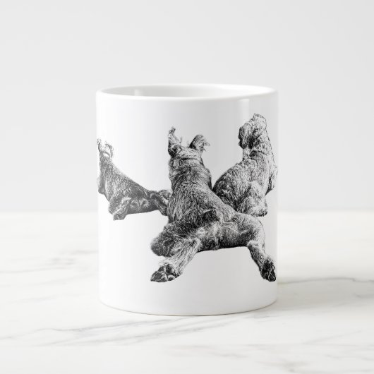 Three Dogs Mug – Resting Companions in Ink Style Jumbo-Tasse (Vorderseite)