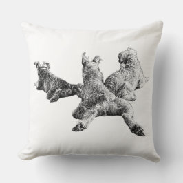 Three Dogs Pillow – Resting Trio in Ink Linework Kissen