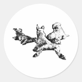 Three Dogs Sticker – Minimalist Black Ink Trio