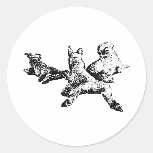 Three Dogs Sticker – Minimalist Black Ink Trio (Vorderseite)