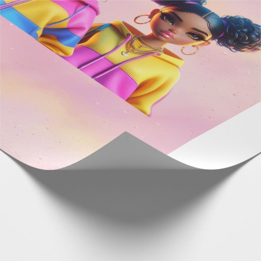 three doll wrapping paper geschenkpapier (Ecke)