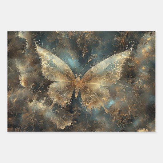 Three dreamy abstract butterflies -  geschenkpapier set (Vorderseite 3)