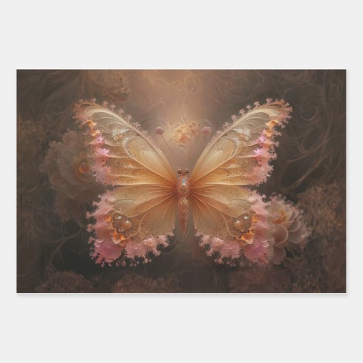 Three dreamy abstract butterflies -  geschenkpapier set (Vorderseite 2)