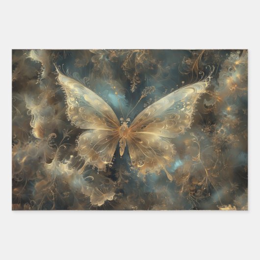 Three dreamy abstract butterflies -  geschenkpapier set (Vorderseite)