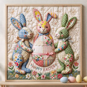 Three Easter Bunny Quilted Look Poster