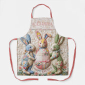 Three Easter Bunny Quilted Look Schürze (Vorderseite)