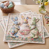 Three Easter Bunny Quilted Look Serviette