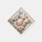 Three Easter Bunny Quilted Look Serviette (Ecke)