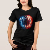 Three Elemental Wolves Under Full Moon Tri-Blend Shirt (Vorderseite)