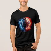 Three Elemental Wolves Under Full Moon Tri-Blend Shirt (Vorderseite)