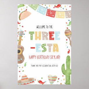 Three-esta 3. Geburtstagsfeier Willkommensschild Poster