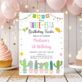 Three-esta Fiesta Cactus Girl Birthday Einladung