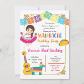 Three-esta Girl Mexican Geburtstag Einladung (Vorderseite)