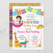 Three-esta Girl Mexican Geburtstag Einladung (Vorne/Hinten)