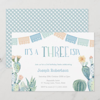 Three-esta - Mexican Fiesta Boy 3. Geburtstag Part Einladung