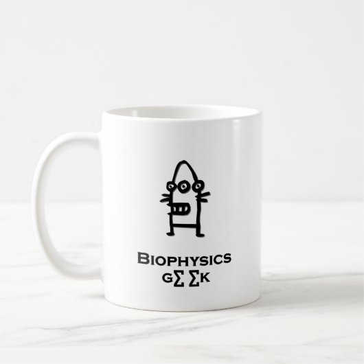 Three Eye Bot Biophysics Geek Kaffeetasse (Links)