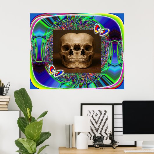 Three-eyed alien skull poster (Heimbüro)