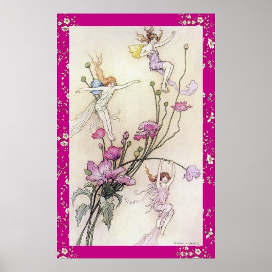 Three Fairies Mad with Joy by Warwick Goble Poster (Vorne)
