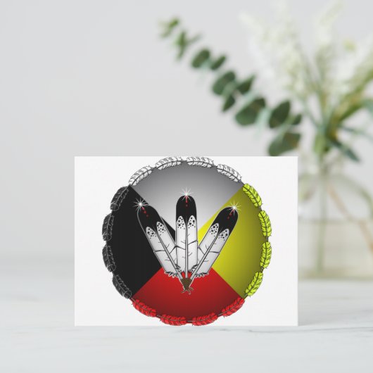 Three Feathers Postkarte (Stehend Vorderseite)