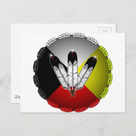 Three Feathers Postkarte (Vorne/Hinten)