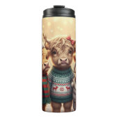 Three Festive Highland Coos Thermosbecher (Vorderseite)