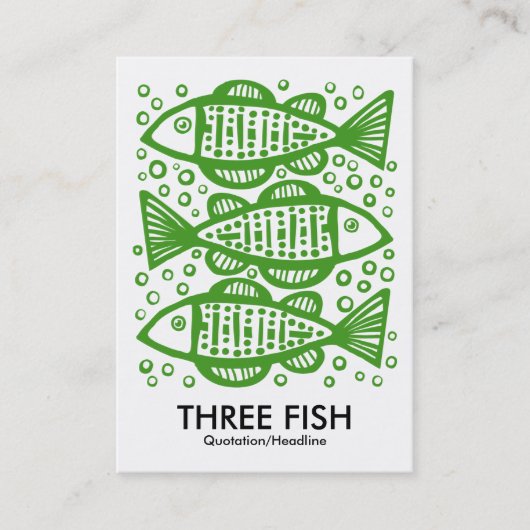 Three Fish - Avocado auf Weiß Visitenkarte (Vorderseite)