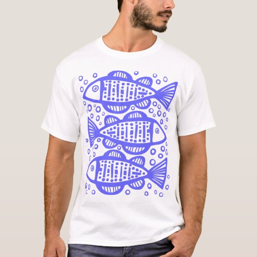 Three Fish - Electrical Blue T-Shirt (Vorderseite)