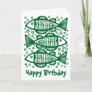 Three Fish - Forest Green Karte