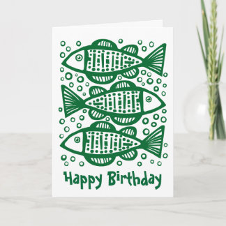 Three Fish - Forest Green Karte