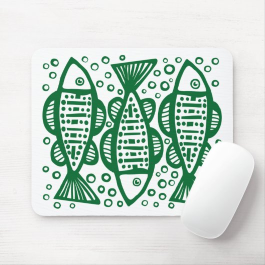 Three Fish - Forest Green Mousepad (Mit Mouse)