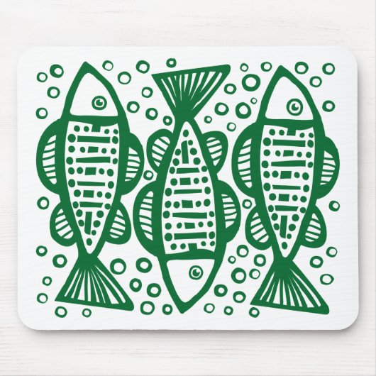 Three Fish - Forest Green Mousepad (Vorne)