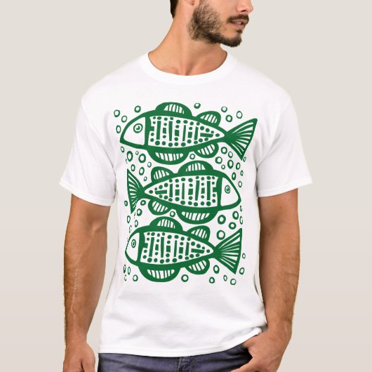 Three Fish - Forest Green T-Shirt (Vorderseite)