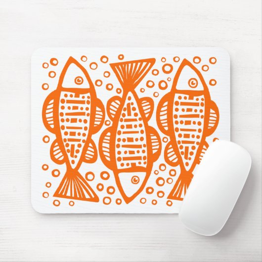 Three Fish - Orange Mousepad (Mit Mouse)