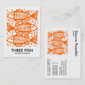 Three Fish - Orange on White Visitenkarte (Vorne/Hinten)